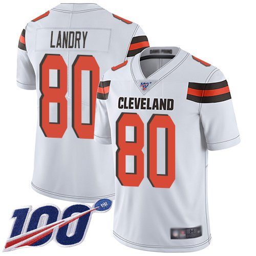 Nike Browns #80 Jarvis Landry White Stitched NFL 100th Season Vapor Limited Jersey - CLB181
