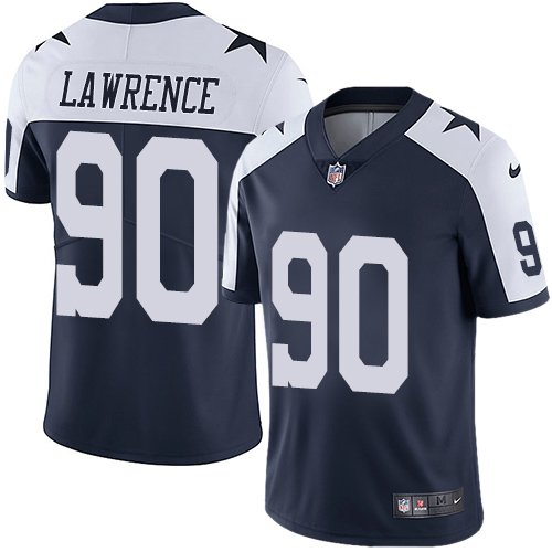 Nike Cowboys #90 Demarcus Lawrence Navy Blue Thanksgiving Stitched NFL Vapor Untouchable Limited Throwback Jersey - DLC182