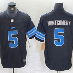 Black Detroit Lions #5 David Montgomery 2024 F.U.S.E. 2nd Alternate Vapor Limited Stitched Jersey - DTL148