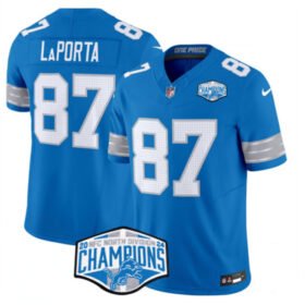 Blue Detroit Lions #87 Sam LaPorta 2024 NFC North Champions F.U.S.E. Vapor Limited Stitched Jersey - DTL349
