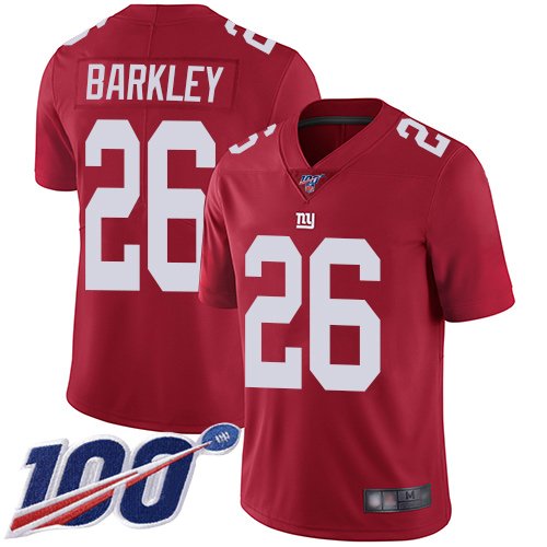 Nike Giants #26 Saquon Barkley Red Alternate Stitched NFL 100th Season Vapor Limited Jersey - NYG246