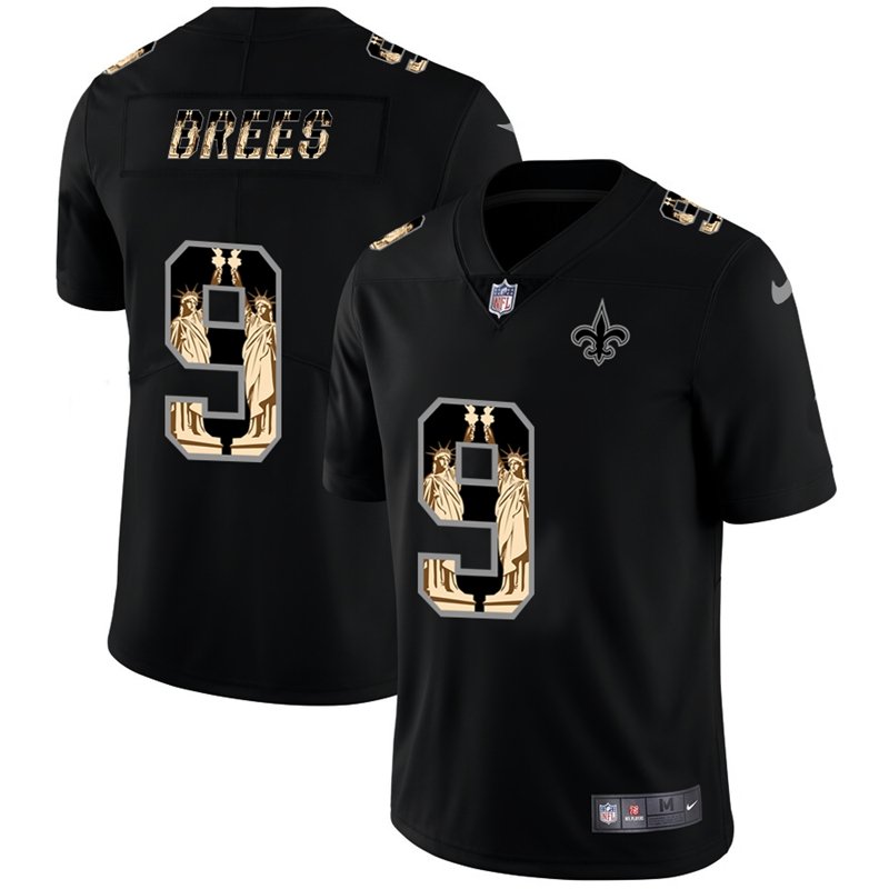 New Orleans Saints #9 Drew Brees Carbon Black Vapor Statue Of Liberty Limited NFL Jersey - NOS151