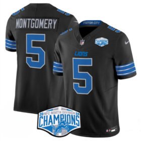 Black Detroit Lions #5 David Montgomery 2024 NFC North Champions F.U.S.E. Vapor Limited Stitched Jersey - DTL130
