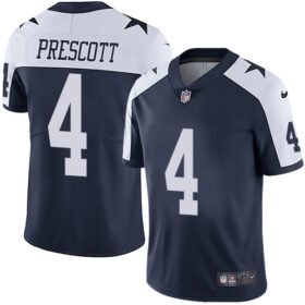Nike Cowboys #4 Dak Prescott Navy Blue Thanksgiving Stitched NFL Vapor Untouchable Limited Throwback Jersey - DLC133