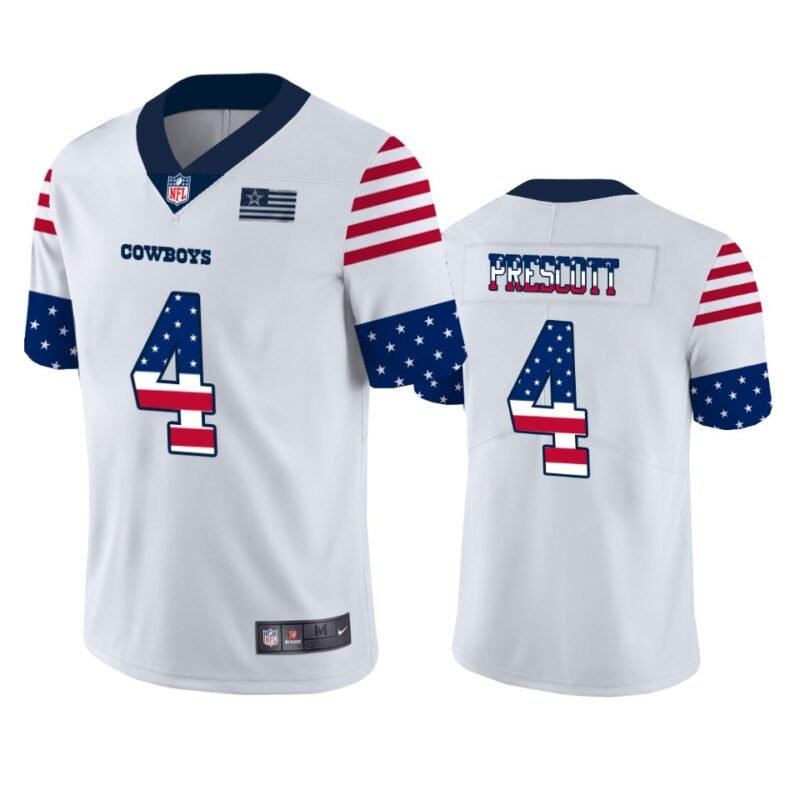 Dallas Cowboys #4 Dak Prescott White Nike Team Logo USA Flag Vapor Untouchable Limited NFL Jersey - DLC388