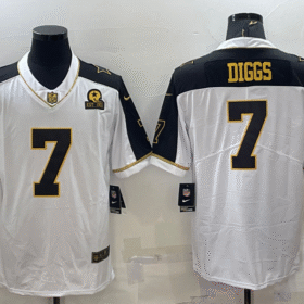 White Gold Dallas Cowboys #7 Trevon Diggs With 1960 Patch Thanksgiving Vapor Untouchable Limited Stitched Football Jersey - DLC256