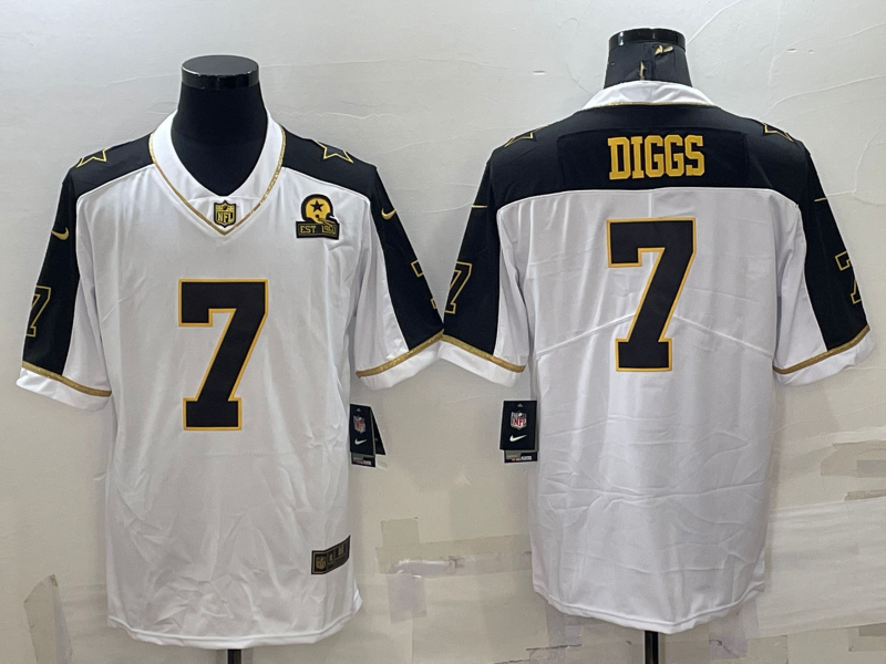 White Gold Dallas Cowboys #7 Trevon Diggs With 1960 Patch Thanksgiving Vapor Untouchable Limited Stitched Football Jersey - DLC256