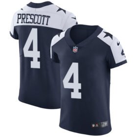 Nike Cowboys #4 Dak Prescott Navy Blue Thanksgiving Stitched NFL Vapor Untouchable Throwback Elite Jersey - DLC236