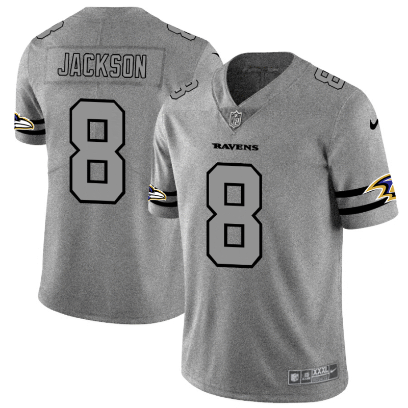 Baltimore Ravens #8 Lamar Jackson Nike Gray Gridiron II Vapor Untouchable Limited NFL Jersey - BRJ186