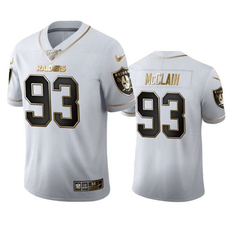 Las Vegas Raiders #93 Terrell Mcclain Nike White Golden Edition Vapor Limited NFL 100 Jersey - LVR101