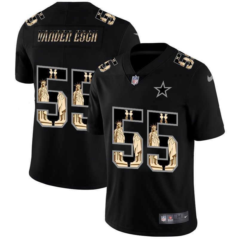 Dallas Cowboys #55 Leighton Vander Esch Carbon Black Vapor Statue Of Liberty Limited NFL Jersey - DLC312