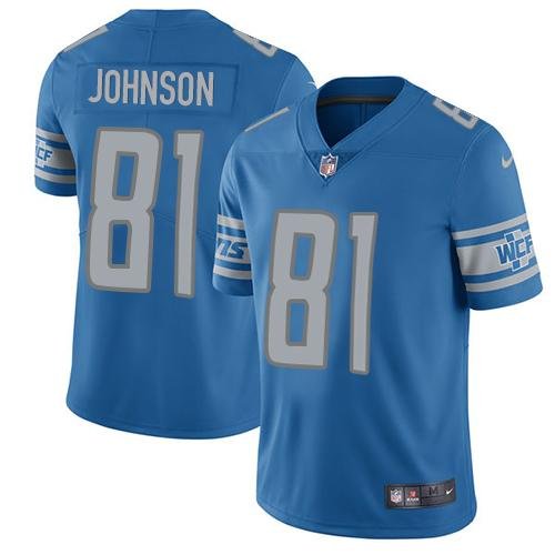 Nike Lions #81 Calvin Johnson Blue Team Color Stitched NFL Vapor Untouchable Limited Jersey - DTL181
