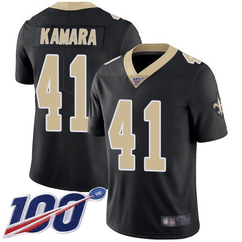 Nike Saints #41 Alvin Kamara Black Team Color Stitched NFL 100th Season Vapor Limited Jersey - NOS115