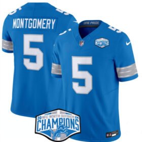 Blue Detroit Lions #5 David Montgomery 2024 NFC North Champions F.U.S.E. Vapor Limited Stitched Jersey - DTL190