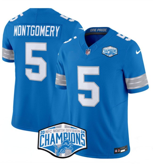Blue Detroit Lions #5 David Montgomery 2024 NFC North Champions F.U.S.E. Vapor Limited Stitched Jersey - DTL190