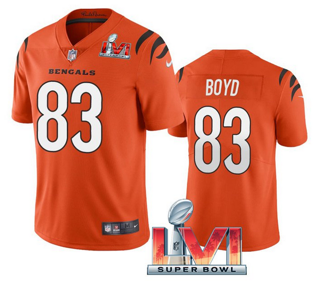 Orange Cincinnati Bengals #83 Tyler Boyd 2022 Super Bowl LVI Vapor Limited Stitched Jersey - CCB297