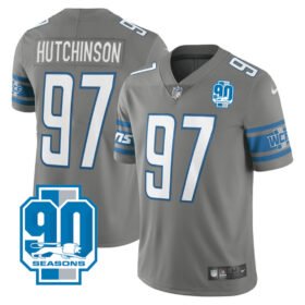 Grey Detroit Lions #97 Aidan Hutchinson 90th Anniversary Vapor Untouchable Limited Stitched Jersey - DTL80