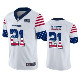 Dallas Cowboys #21 Ezekiel Elliott White Nike Team Logo USA Flag Vapor Untouchable Limited NFL Jersey - DLC227