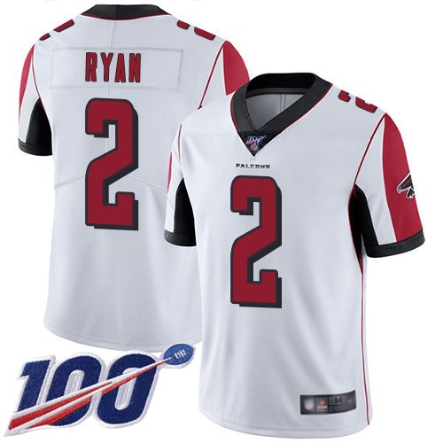 Nike Falcons #2 Matt Ryan White Stitched NFL 100th Season Vapor Limited Jersey - AFJ263