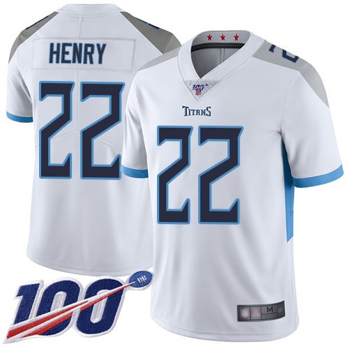 Nike Titans #22 Derrick Henry White Stitched NFL 100th Season Vapor Limited Jersey - TNT15