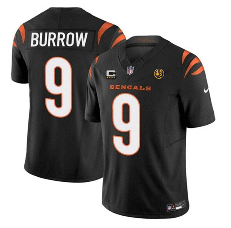 Black Cincinnati Bengals #9 Joe Burrow 2023 F.U.S.E. With 4-Star C Patch And John Madden Patch Vapor Limited Stitched Football Jersey - CCB70