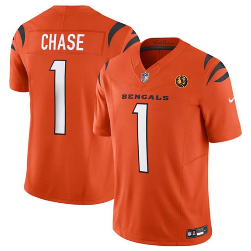Orange Cincinnati Bengals #1 Ja'Marr Chase 2023 F.U.S.E. With John Madden Patch Vapor Limited Stitched Football Jersey - CCB200