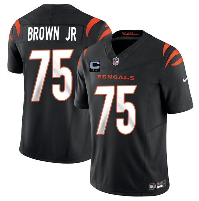Black Cincinnati Bengals #75 Orlando Brown Jr 2025 F.U.S.E. With 2-Star C Patch Vapor Untouchable Limited Stitched Football Jersey - CCB244