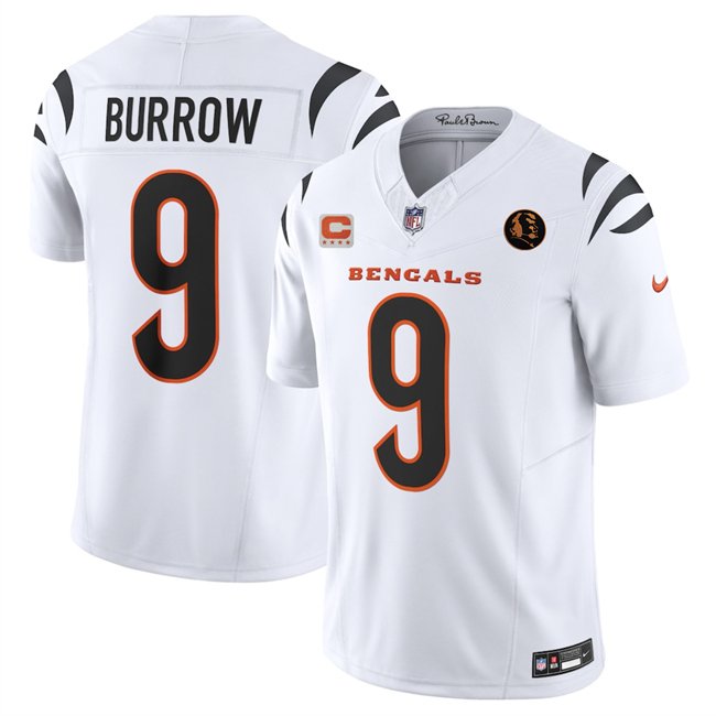 White Cincinnati Bengals #9 Joe Burrow 2023 F.U.S.E. With 4-star C Patch And John Madden Patch Vapor Limited Stitched Football Jersey - CCB171