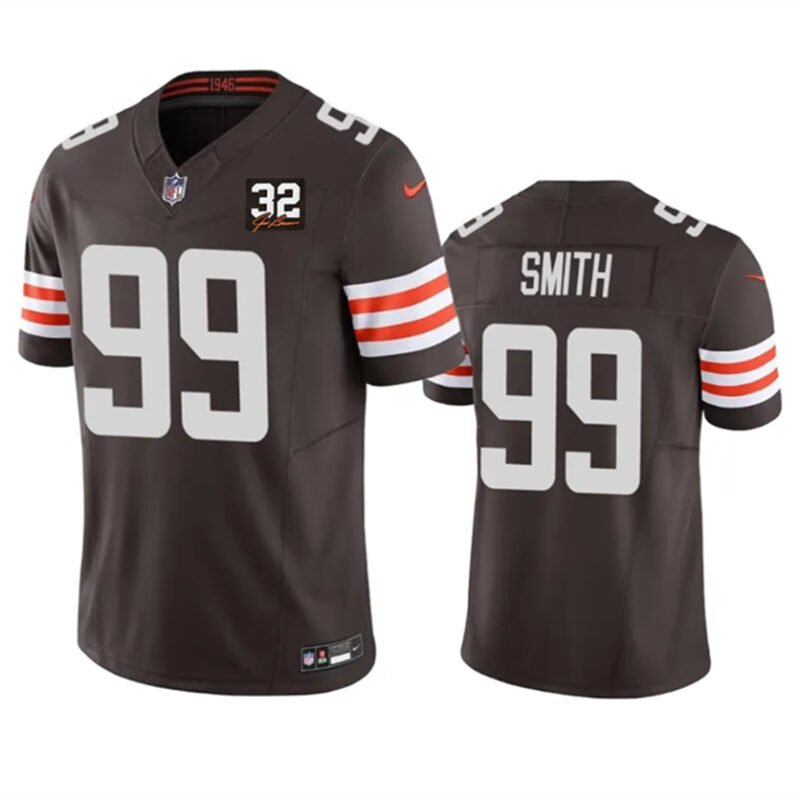 Brown Cleveland Browns #99 Za'Darius Smith 2023 F.U.S.E. With Jim Brown Memorial Patch Vapor Untouchable Limited Stitched Jersey - CLB20