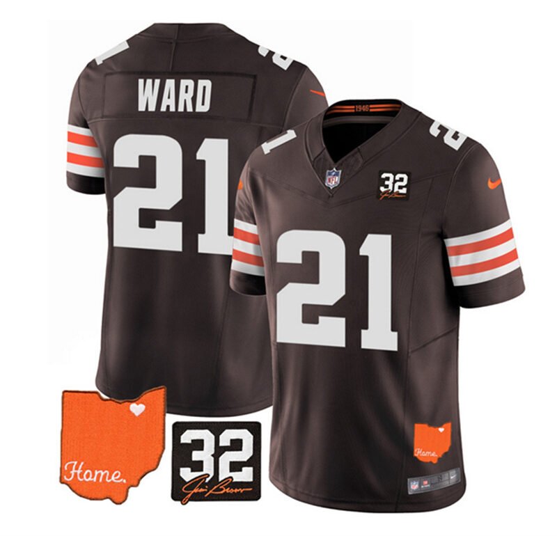 Brown Cleveland Browns #21 Denzel Ward 2023 F.U.S.E. With Jim Brown Memorial Patch Vapor Untouchable Limited Stitched Jersey - CLB166