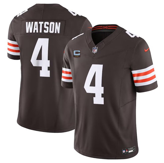 Brown Cleveland Browns #4 Deshaun Watson 2024 F.U.S.E. With 2-Star C Patch Vapor Untouchable Limited Stitched Jersey - CLB140