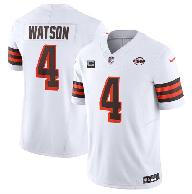White Cleveland Browns #4 Deshaun Watson 2024 F.U.S.E. With 2-Star C Patch 1946 Collection Vapor Untouchable Limited Stitched Jersey - CLB271