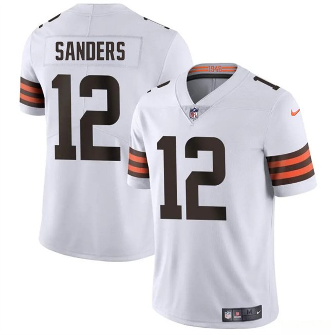 White Cleveland Browns #12 Shedeur Sanders 2025 Draft Vapor Untouchable Limited Stitched Football Jersey - CLB155