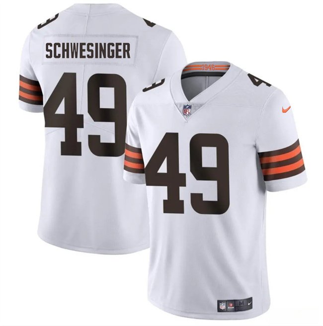 White Cleveland Browns #49 Carson Schwesinger 2025 Draft Vapor Untouchable Limited Stitched Football Jersey - CLB281