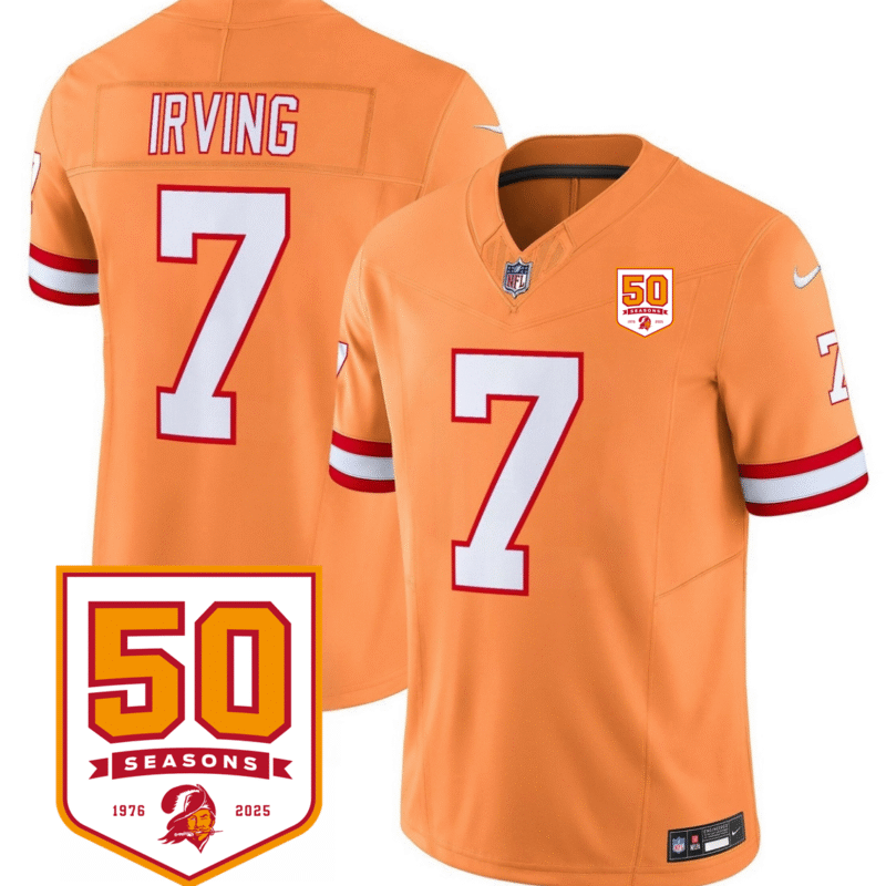 Orange Tampa Bay Buccaneers #7 Bucky Irving 2025 F.U.S.E. 50th Anniversary Patch Vapor Limited Stitched Jersey - TBB199