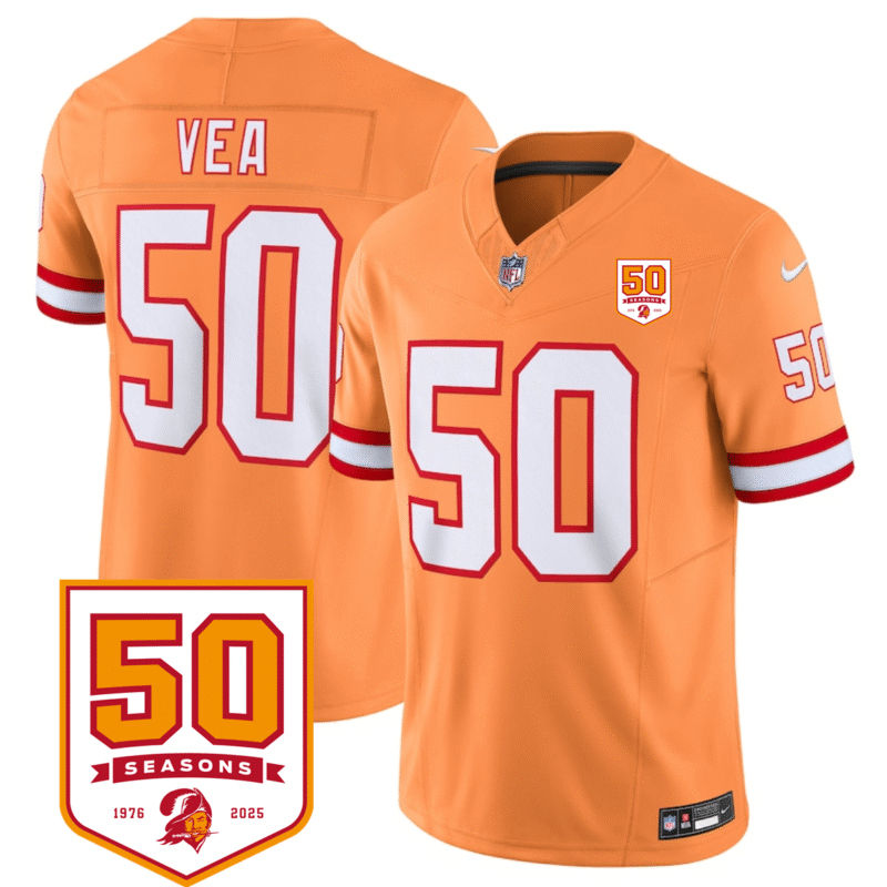 Orange Tampa Bay Buccaneers #50 Vita Vea 2025 F.U.S.E. 50th Anniversary Patch Vapor Limited Stitched Jersey - TBB205