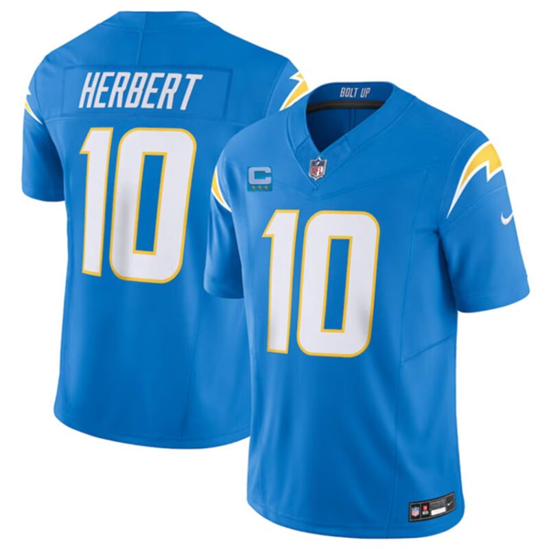 Light Blue Los Angeles Chargers #10 Justin Herbert 2023 F.U.S.E. With 3-Star C Patch Vapor Untouchable Limited Stitched Jersey - LCJ92