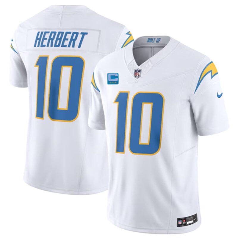White Los Angeles Chargers #10 Justin Herbert 2023 F.U.S.E. With 3-Star C Patch Vapor Untouchable Limited Stitched Jersey - LCJ252