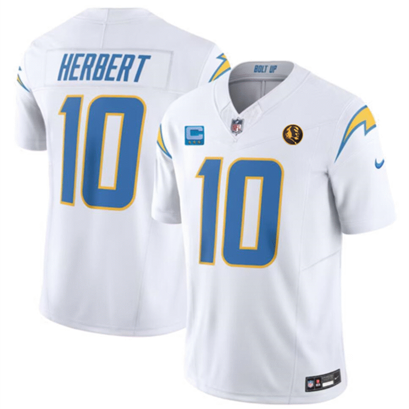White Los Angeles Chargers #10 Justin Herbert 2023 F.U.S.E. With 3-Star C Patch And John Madden Patch Vapor Limited Stitched Football Jersey - LCJ41