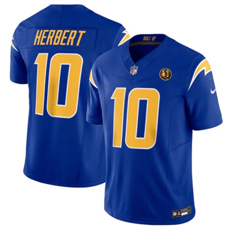 Royal Los Angeles Chargers #10 Justin Herbert 2023 F.U.S.E. With John Madden Patch Vapor Limited Stitched Football Jersey - LCJ204