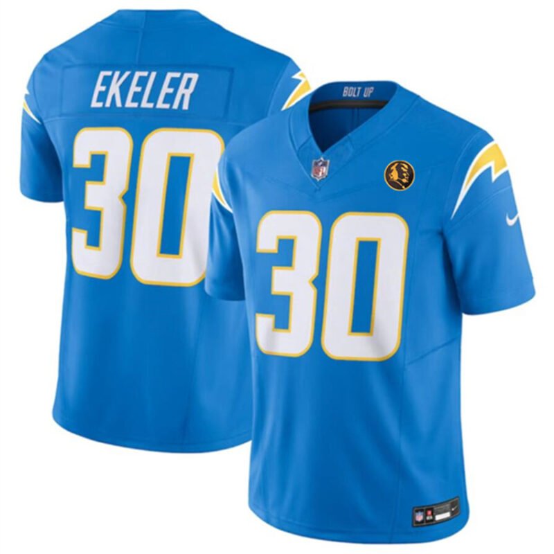 Light Blue Los Angeles Chargers #30 Austin Ekeler 2023 F.U.S.E. With John Madden Patch Vapor Limited Stitched Football Jersey - LCJ199