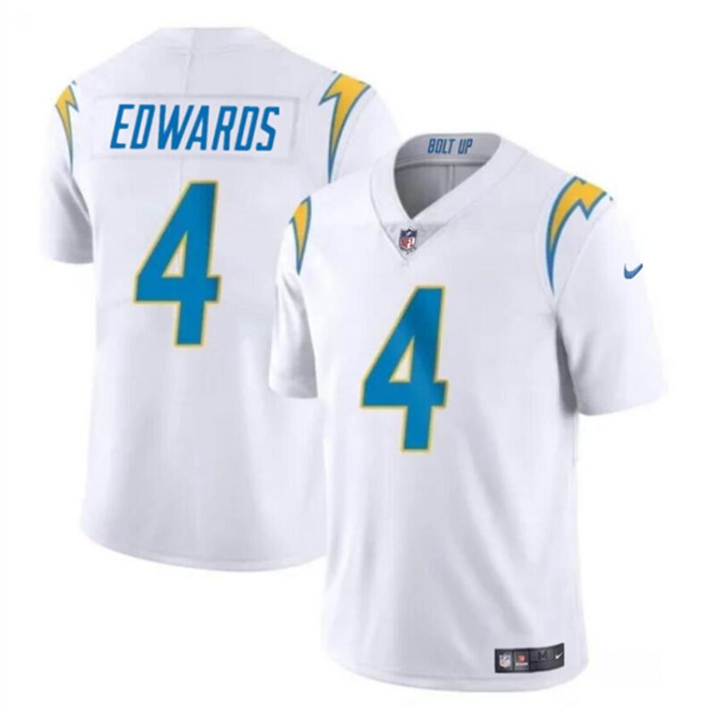 White Los Angeles Chargers #4 Gus Edwards Vapor Limited Stitched Football Jersey - LCJ273
