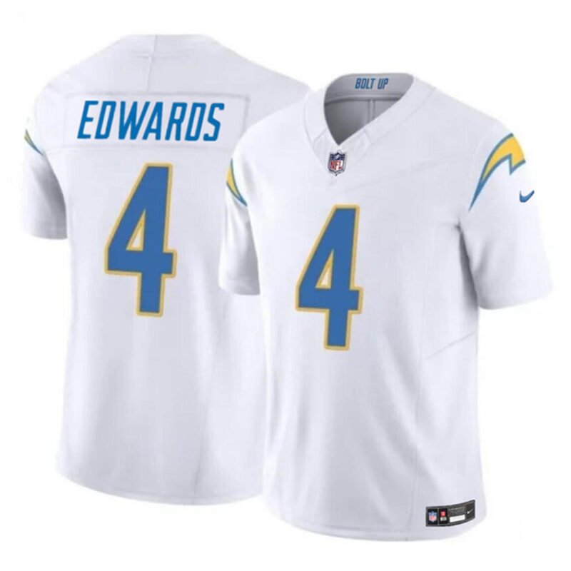 White Los Angeles Chargers #4 Gus Edwards 2024 F.U.S.E. Vapor Limited Stitched Football Jersey - LCJ37