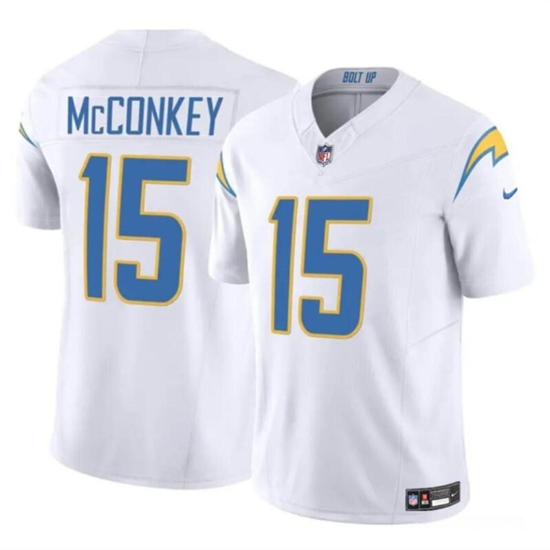White Los Angeles Chargers #15 Ladd McConkey 2024 Draft F.U.S.E. Vapor Limited Stitched Football Jersey - LCJ69
