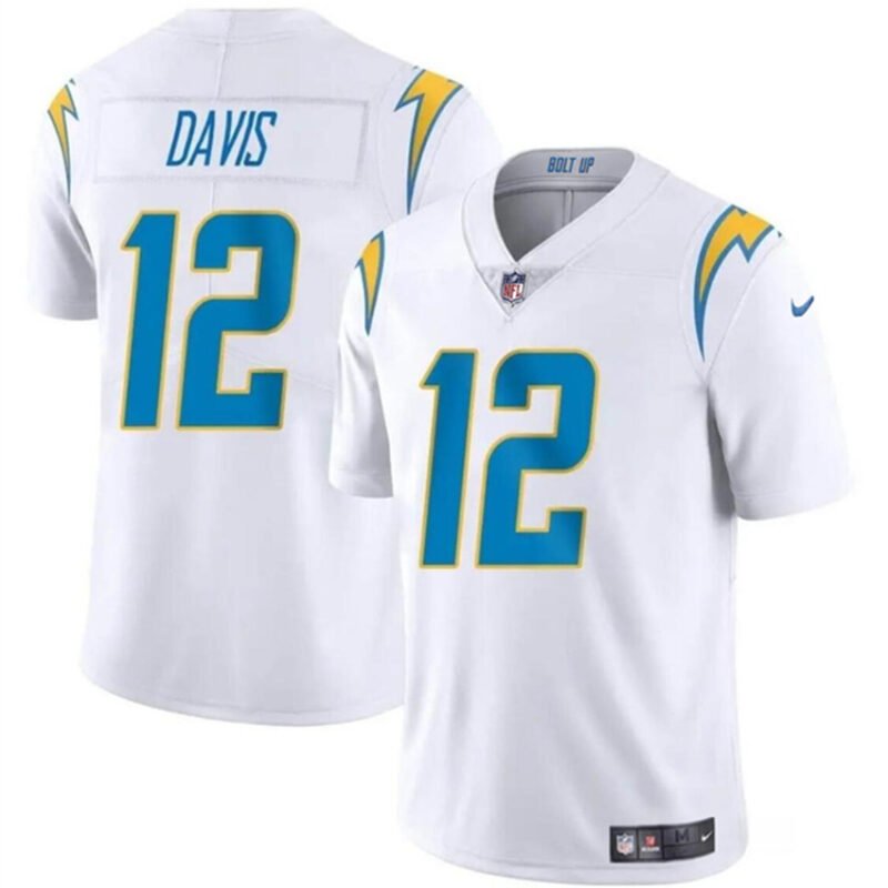 White Los Angeles Chargers #12 Derius Davis 2024 Vapor Limited Stitched Football Jersey - LCJ176