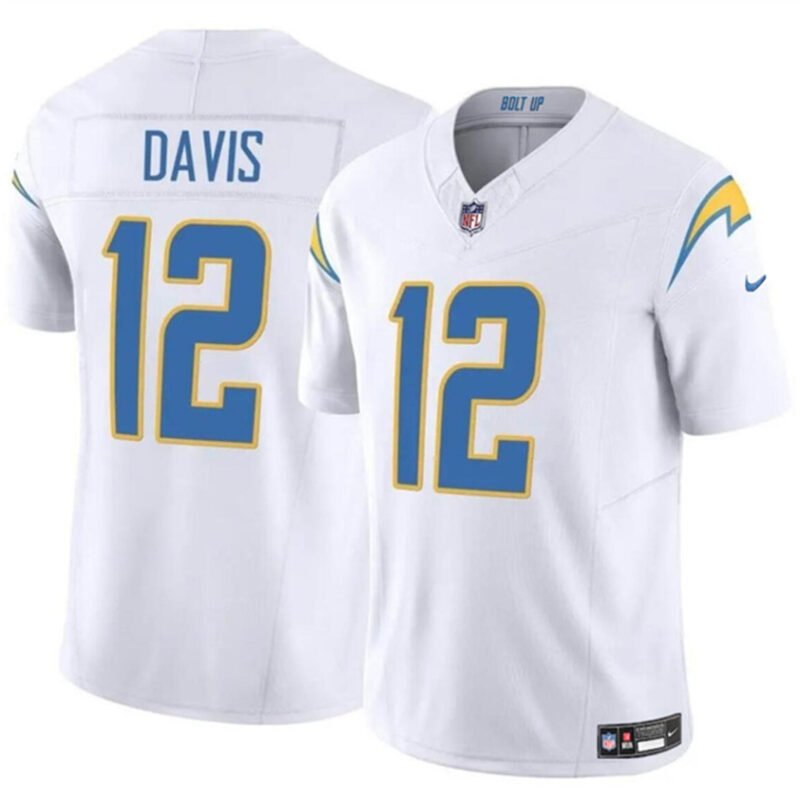 White Los Angeles Chargers #12 Derius Davis 2024 F.U.S.E Vapor Limited Stitched Football Jersey - LCJ177