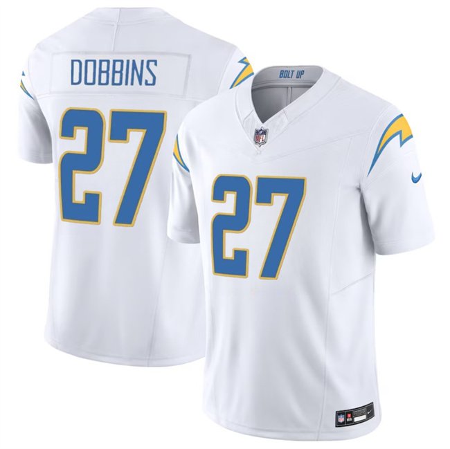 White Los Angeles Chargers #27 J.K. Dobbins 2024 F.U.S.E Vapor Limited Stitched Football Jersey - LCJ120