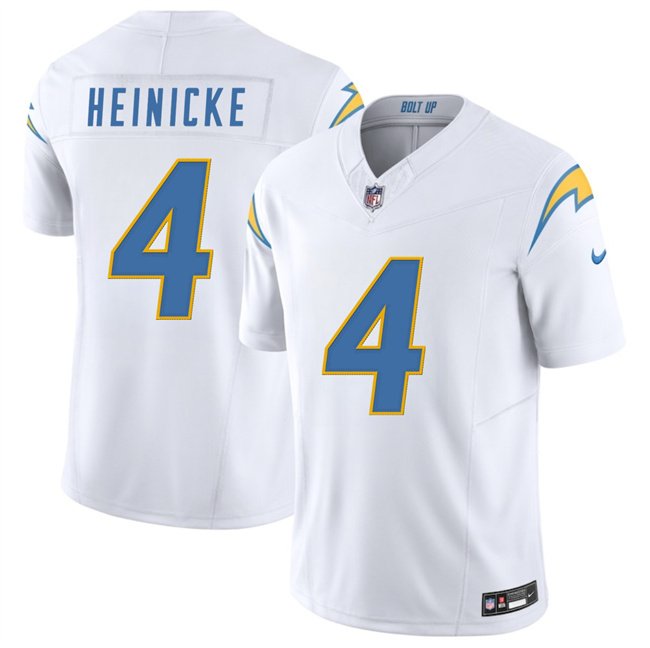 White Los Angeles Chargers #4 Taylor Heinicke 2025 F.U.S.E. Vapor Limited Stitched Football Jersey - LCJ40
