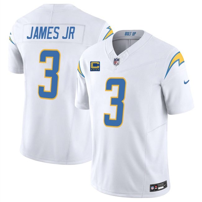 White Los Angeles Chargers #3 Derwin James JR 2025 F.U.S.E With 4-Star C Patch Vapor Limited Stitched Football Jersey - LCJ268