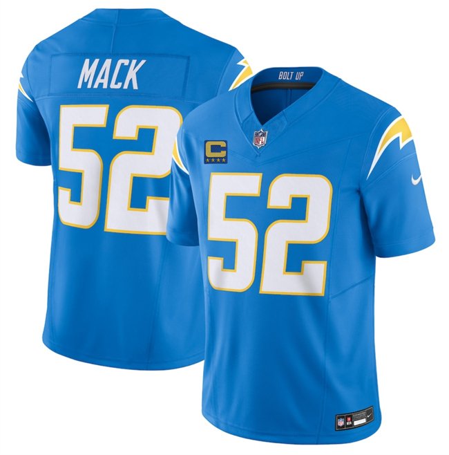 Blue Los Angeles Chargers #52 Khalil Mack 2025 F.U.S.E With 4-Star C Patch Vapor Limited Stitched Football Jersey - LCJ116